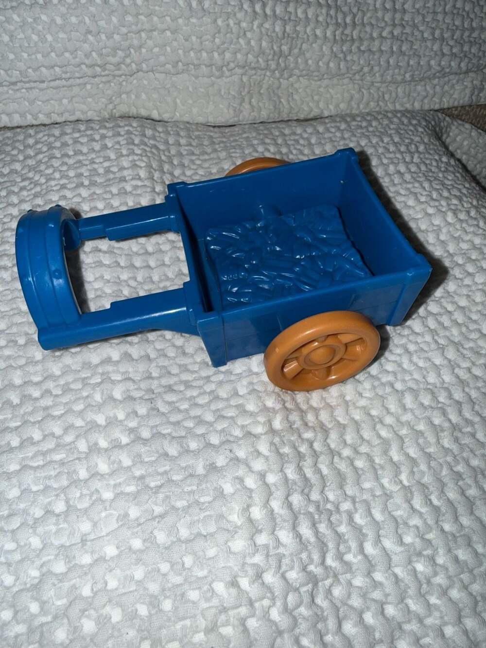 Fisher Price Little People Blue Thanksgiving Farm Hay Donkey Horse Cart Wagon